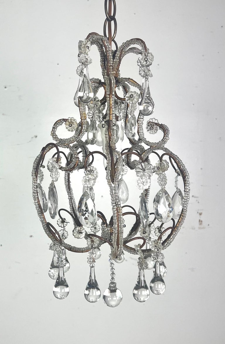 French Crystal Beaded Chandelier C. 1930's