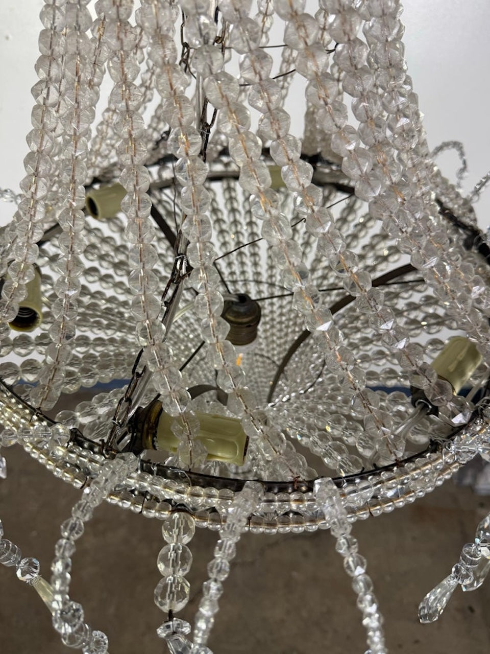 Elegant Early 20th Century Empire-Style Crystal Beaded Chandelier
