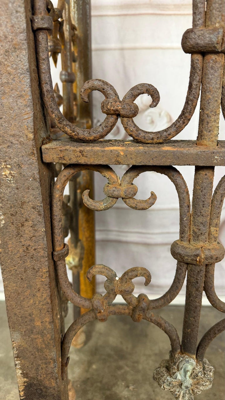 Pair of 19th Century Wrought Iron Consoles with Marble Tops