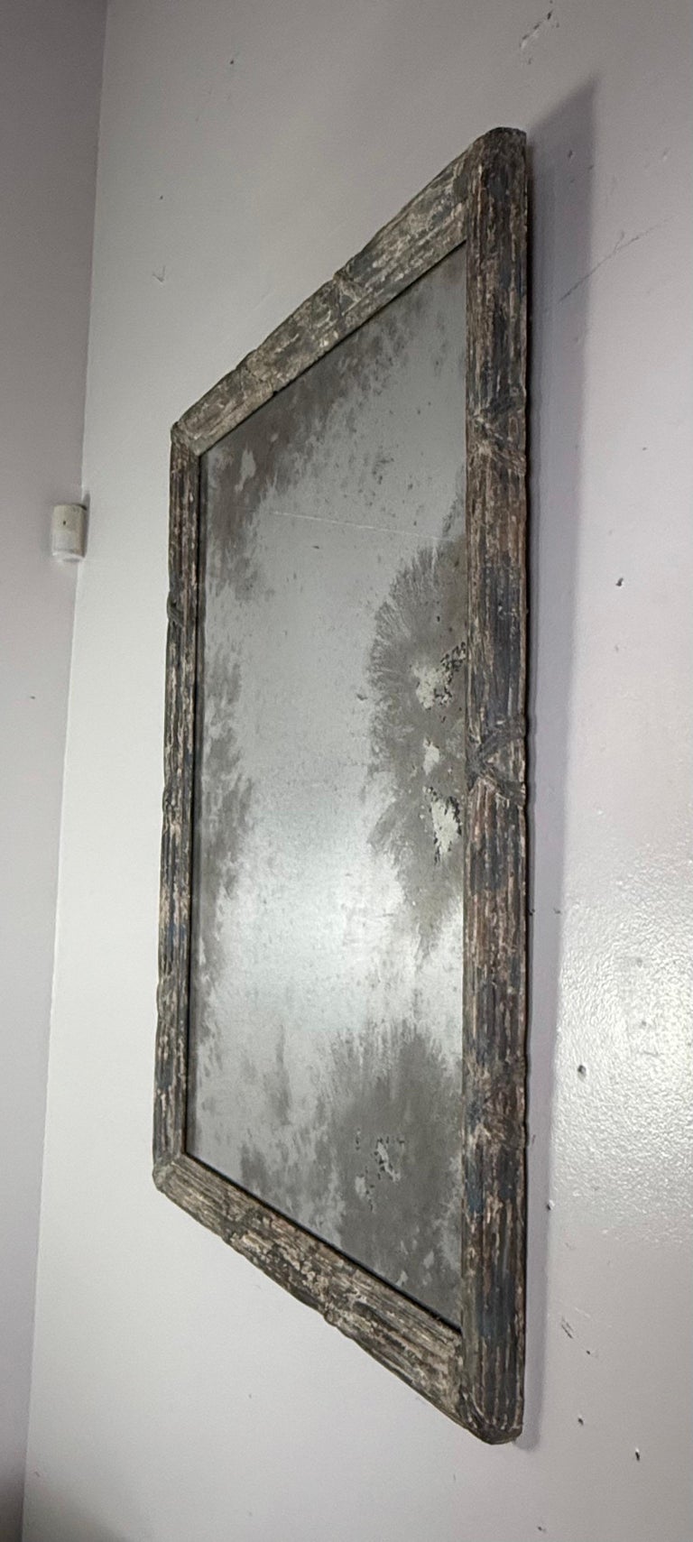 Mirror with Weathered Painted Frame, Early 20th Century