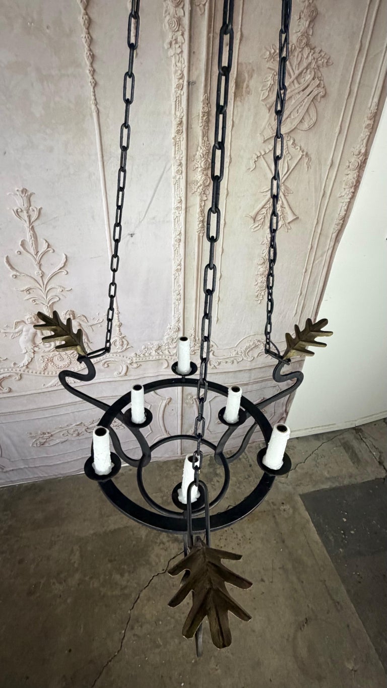 Serpentine Chandelier with Gilt Oak Leaves by Miamar Home