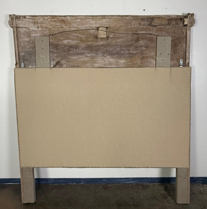 Italian Carved Linen Headboard w/ Antique Panel