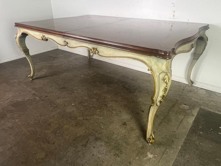 French Provincial Painted Dining Table w/ Inlaid Top C. 1930