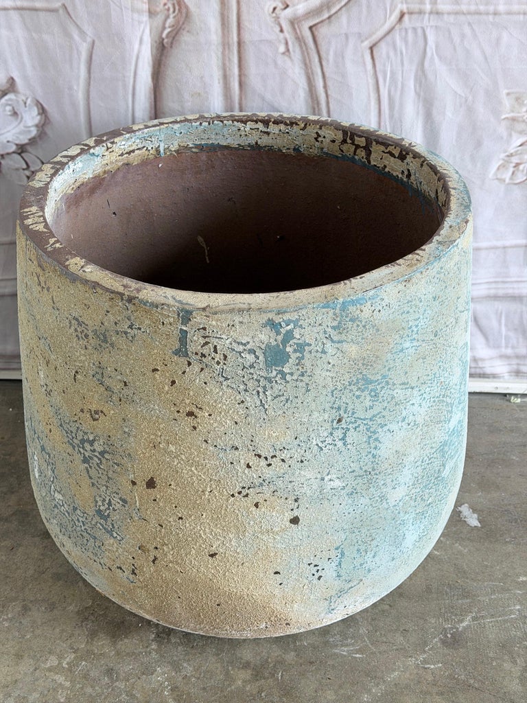 20th Century French Reconstituted Stone Garden Urn with Verdigris Patina