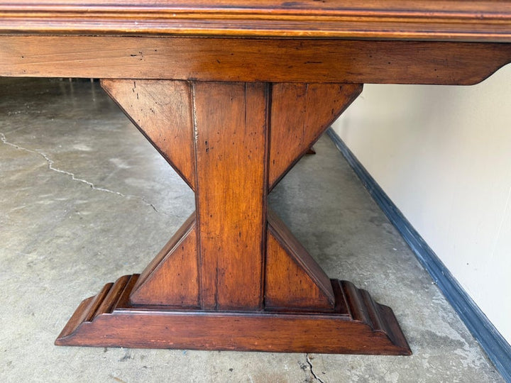 Spanish Revival Walnut Dining Table with Inlaid Top, Early 20th Century
