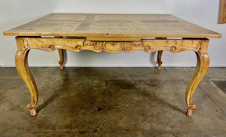 19th Century French White Oak & Burl Walnut Dining Table