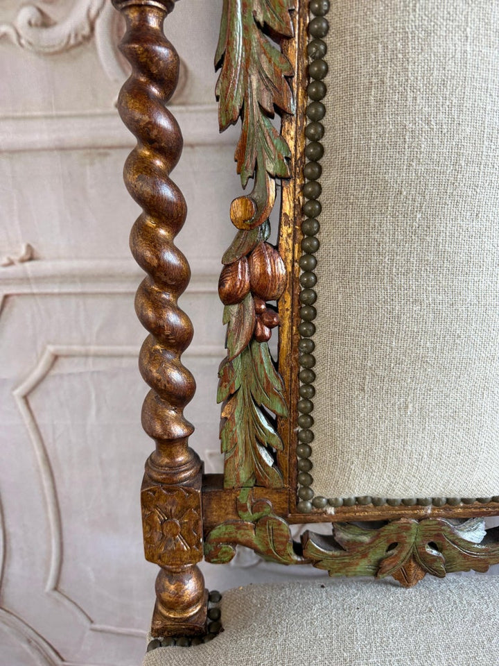 Set of 10 chairs Italian Renaissance Revival Polychrome Giltwood Dining Chairs