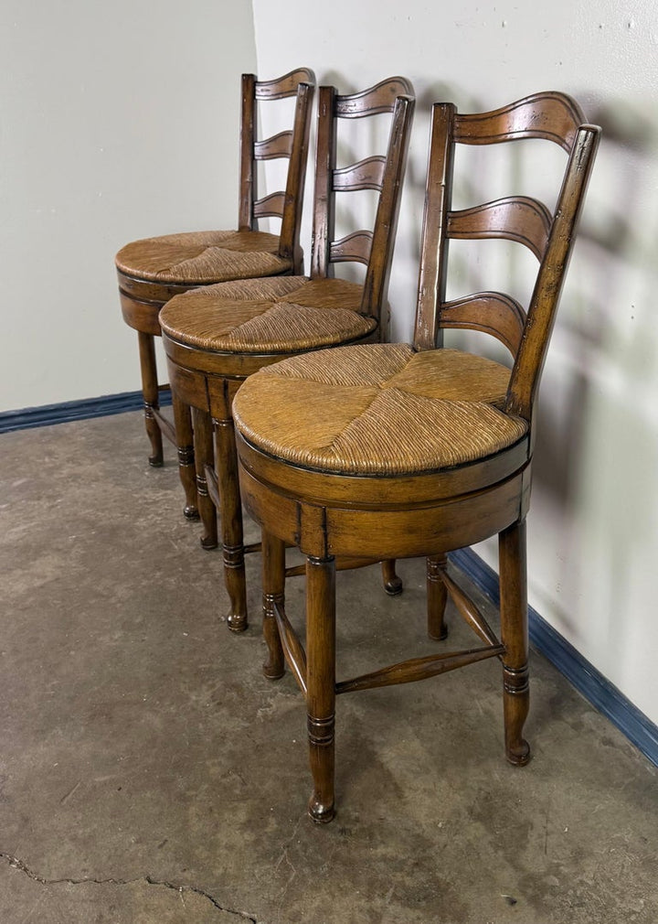 Set of Three French Ladder Back Bar Stools