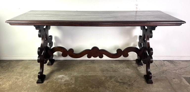 19th Century Italian Walnut Console w/ Stretcher