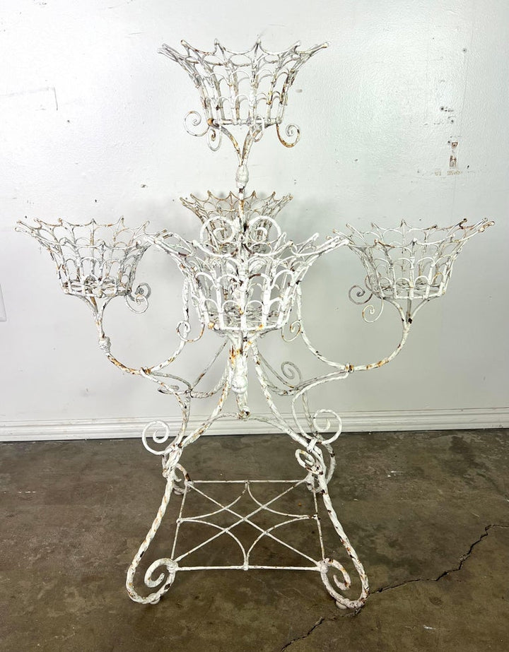 Vintage Painted Wrought Iron Plant Stand