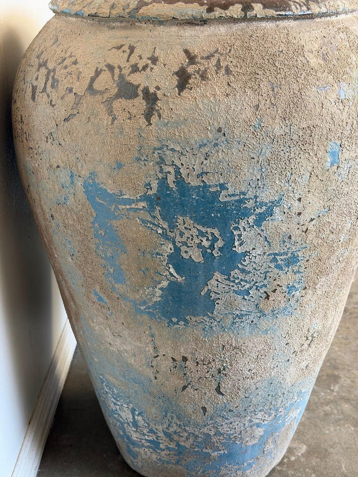 Pair of Monumental Antique Water Jars - Large with Original Turquoise Glaze