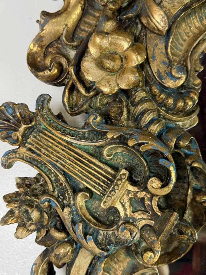 19th Century Italian Rococo Giltwood Figural Mirror