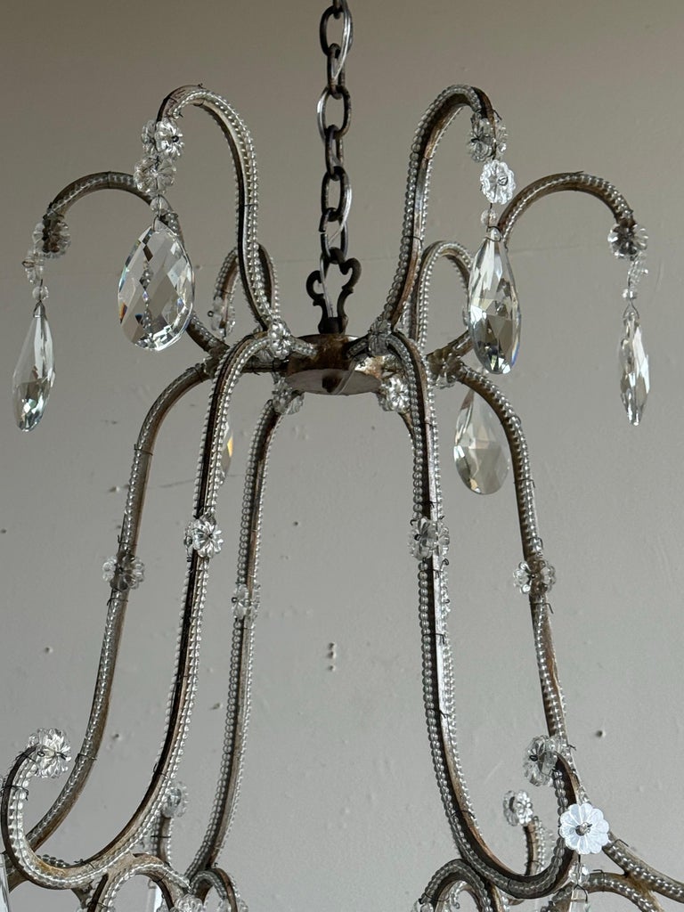 Italian Crystal Beaded Chandelier, Mid-20th Century