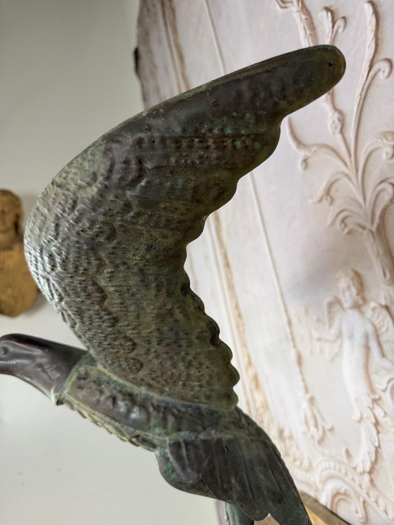 Folk Art Copper Eagle Weathervane on Iron Base
