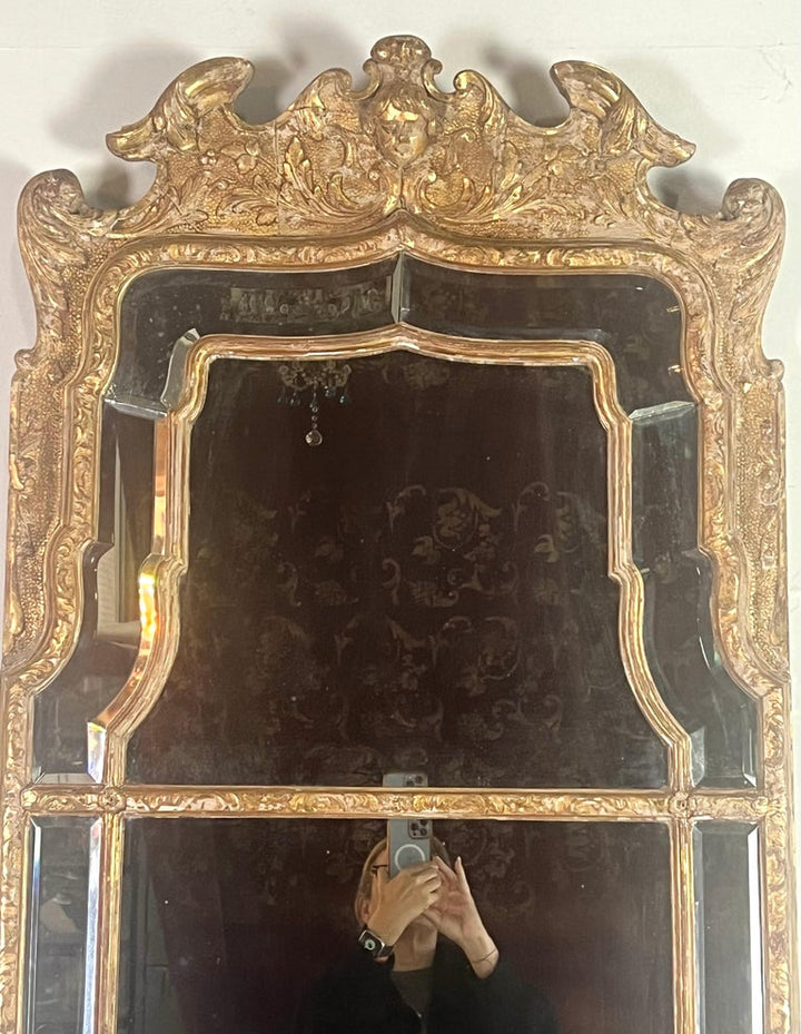 19th C. Italian Baroque Style Gilt Wood Mirror