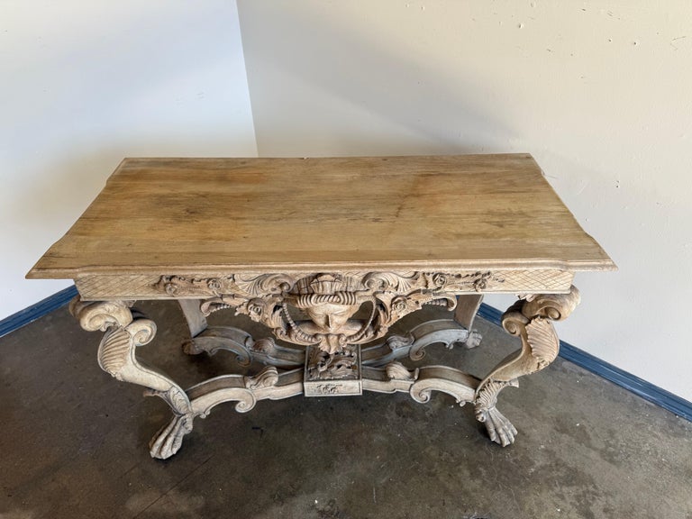 Italian Baroque Revival Carved Wood Console Table