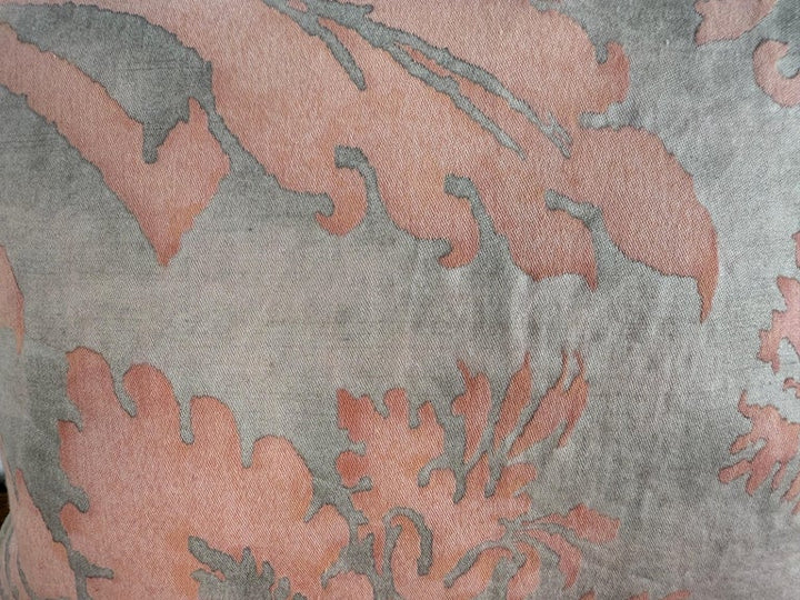 Pair of Authentic Fortuny Velvet Pillows in Soft Coral
