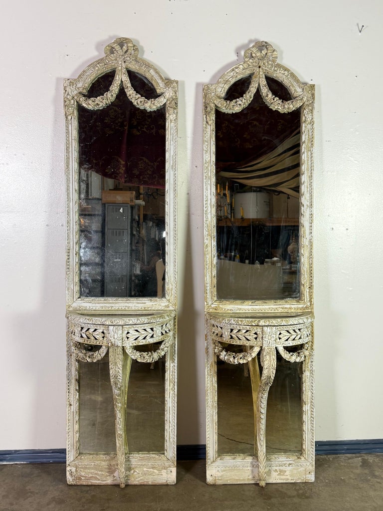 Pair of 19th C. French Louis XVI style Console Mirrors