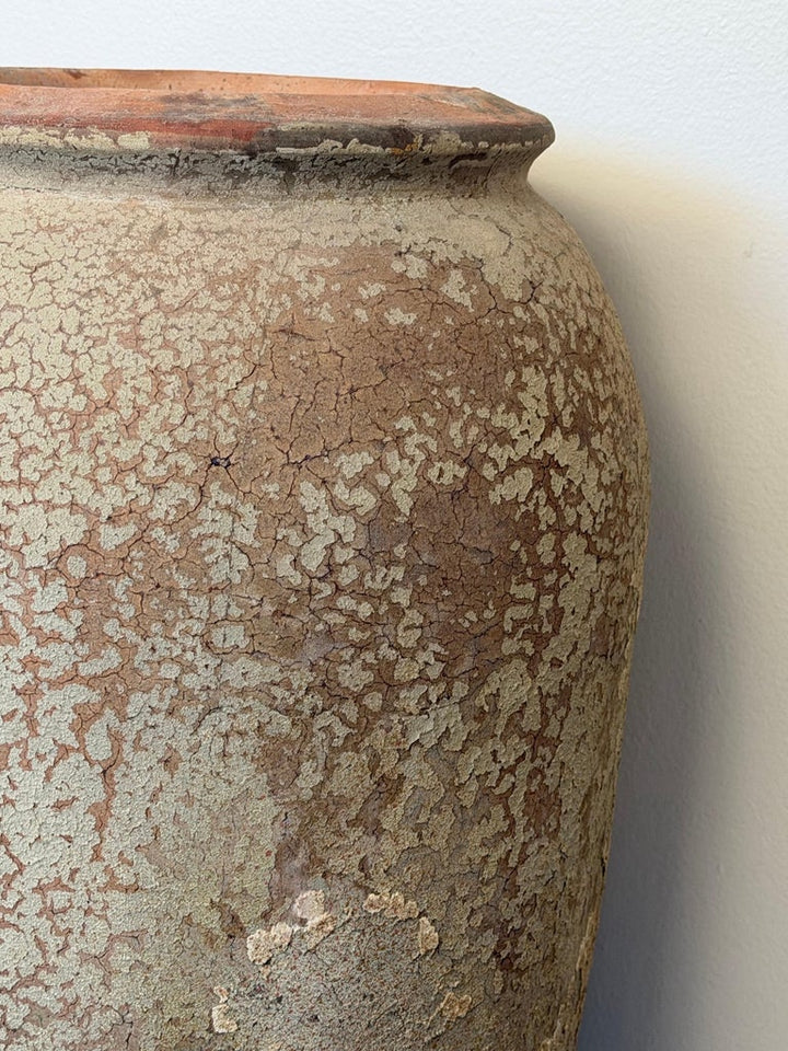 Pair of Monumental Antique Water Jars - Tall Crucible Form Olive Jars