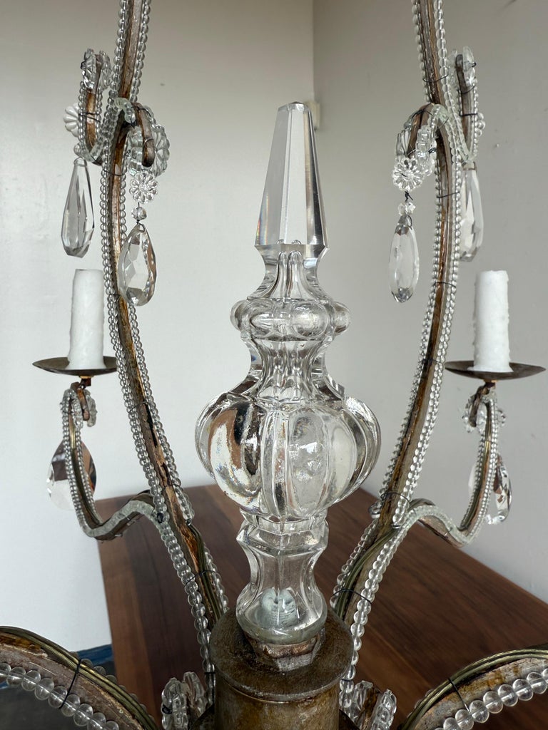 Italian Crystal Beaded Chandelier, Mid-20th Century