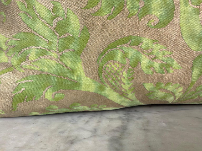 Mariano Fortuny Glicine Patterned Pillows, Moss Green &amp; Gold Damask