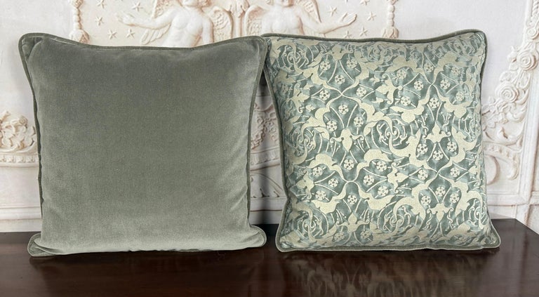 Pair Of Authentic Venetian Oneiroi Patterned Fortuny Pillows
