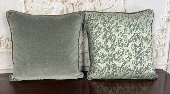 Pair Of Authentic Venetian Oneiroi Patterned Fortuny Pillows