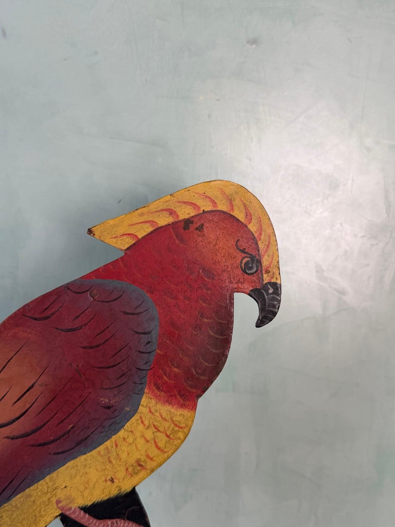 Vintage Folk Art Parrot Balancing Kinetic Sculpture
