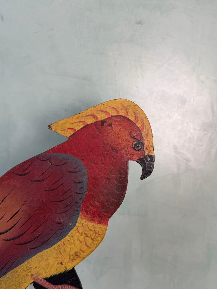 Vintage Folk Art Parrot Balancing Kinetic Sculpture