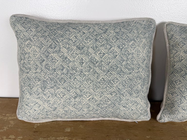 Petite Pair of Printed Linen Pillows with Belgian Linen Backs
