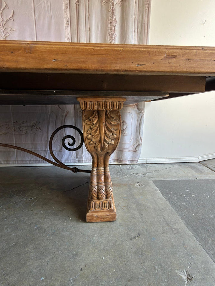 Italian Tuscan Revival Extendable Dining Table