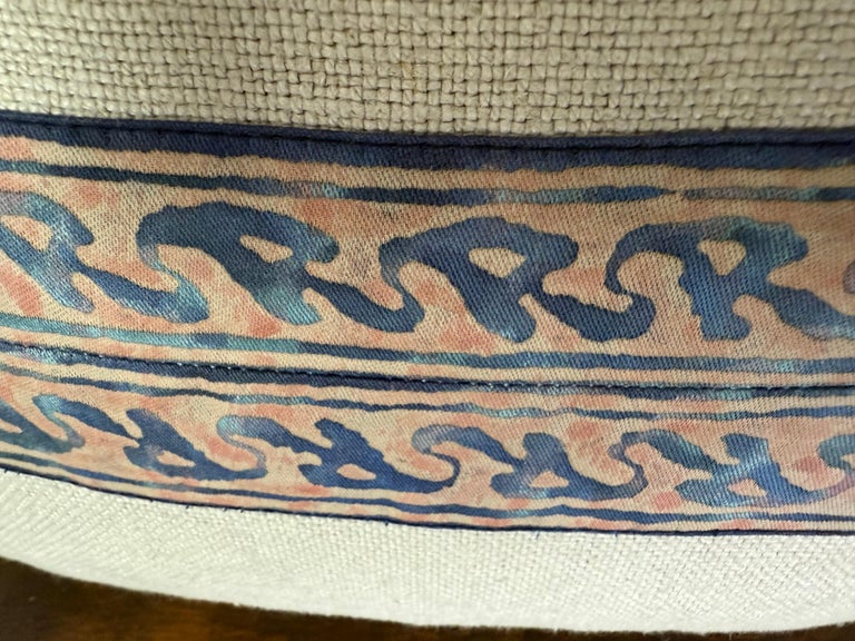 Pair of Petite Linen Pillows with Authentic Vintage Fortuny Stripe