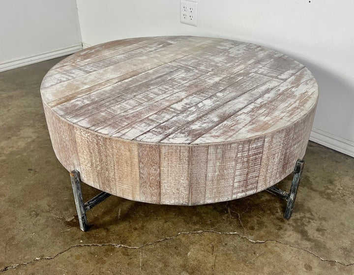 20th C. Round Coffee Table w/ Metal Legs