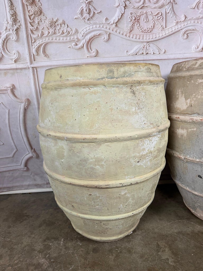 Pair of French Style Olive Jar Planters - Terracotta Barrel Pots