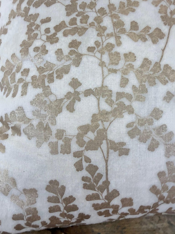 Pair of Custom White Pillows w/ Fern Botanical Design