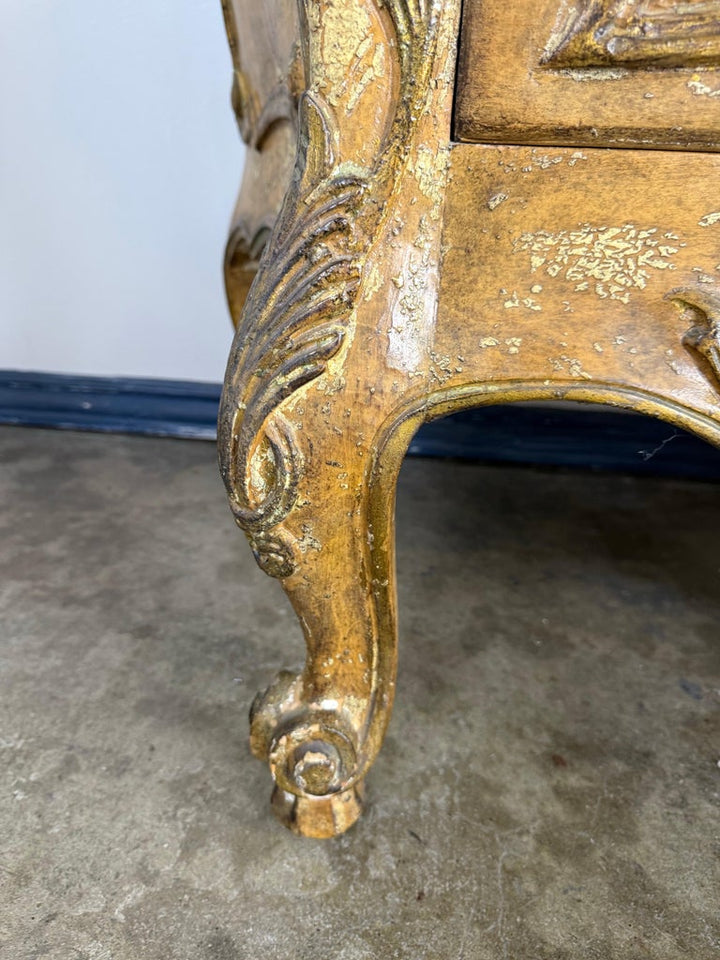 French Rococo Painted and Giltwood Commode