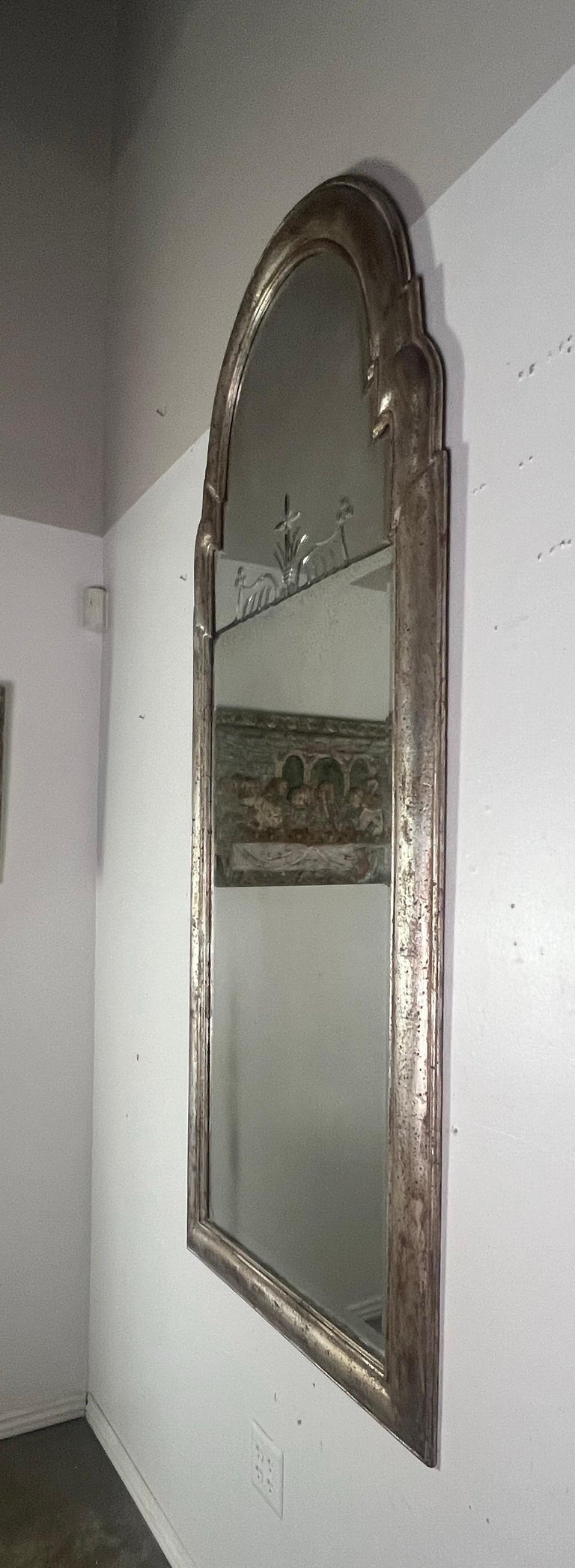 Art Deco Silvered Etched MIrror C. 1930's