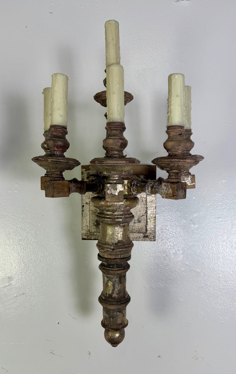 Pair of 19th C. Italian 5-Light Sconces