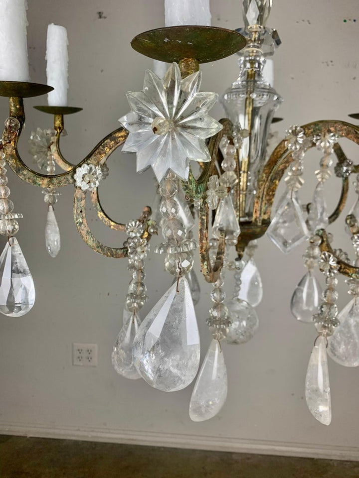 Eight Light Rock Crystal Chandelier C. 1930's