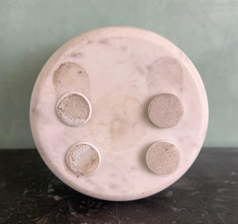 Hand-Carved Alabaster Cylinder Vessel / Urn with Soft Veining