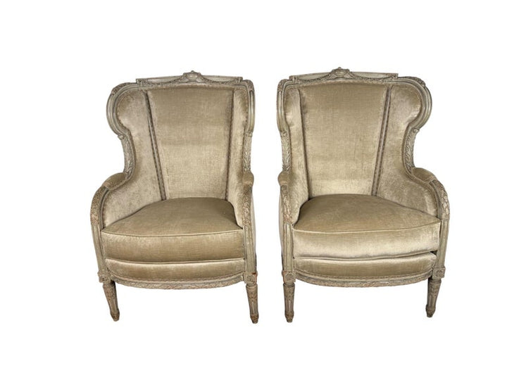 Pair of French Louis XVI Style Painted Bergères