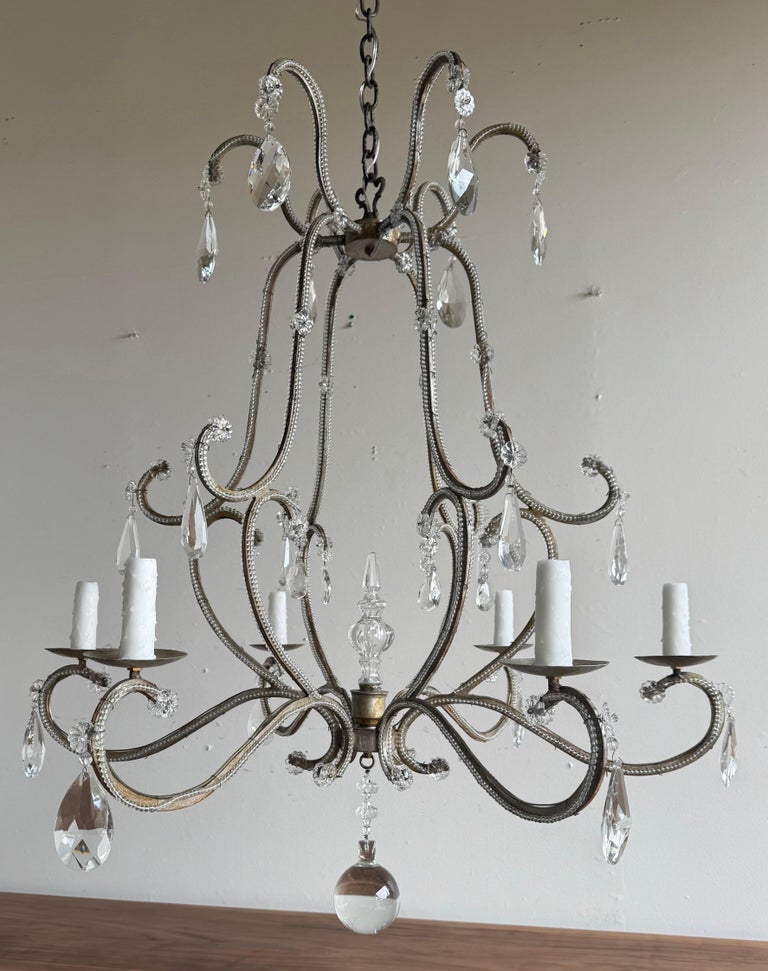 Italian Crystal Beaded Chandelier, Mid-20th Century