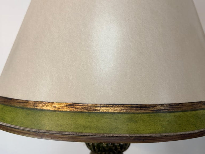Pair of Vintage Murano Glass Table Lamps - Barovier &amp; Toso Style Olive Green