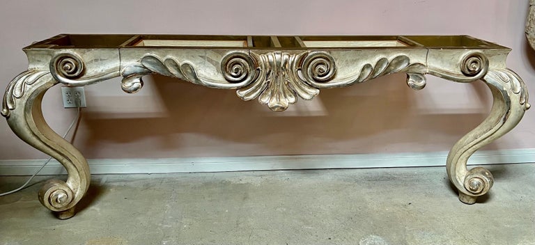 French Style Painted & Parcel Gilt Console