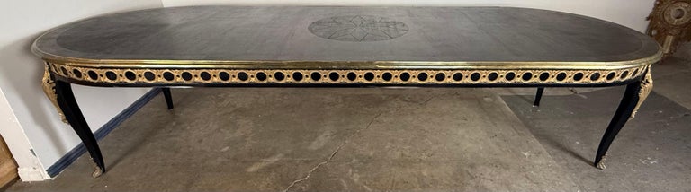 Grand French Louis XVI–Style Oval Dining Table with Gilt Pierced Apron