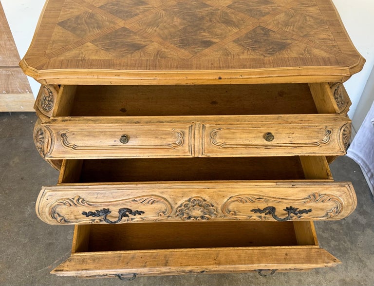 Antique French Louis XV Bombe Commode - Bleached Oak