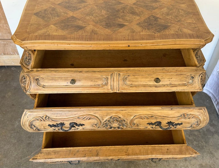 Antique French Louis XV Bombe Commode - Bleached Oak