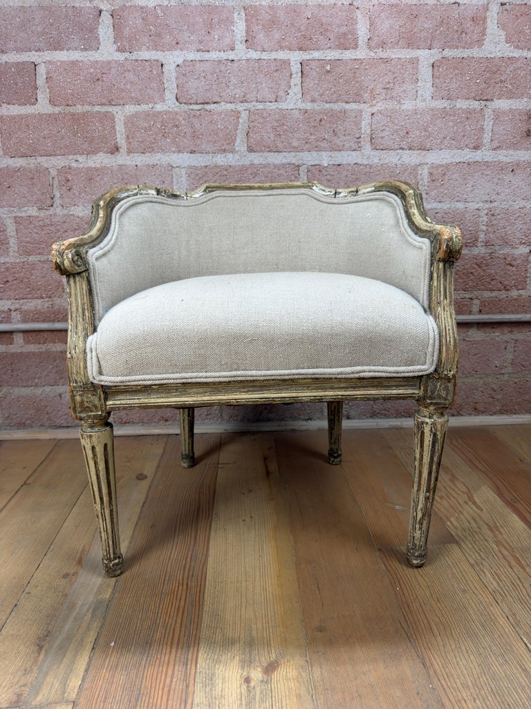 Antique French Louis XVI Petite Corbeille Vanity Chair