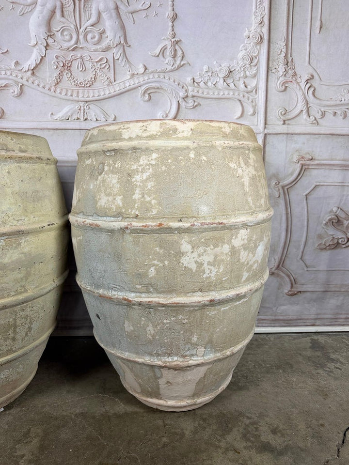 Pair of French Style Olive Jar Planters - Terracotta Barrel Pots