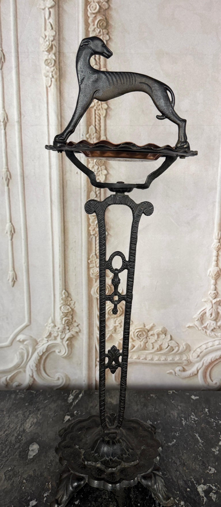 French Art Deco Whippet Smoking Stand, Cast Iron, Circa 1925-1930